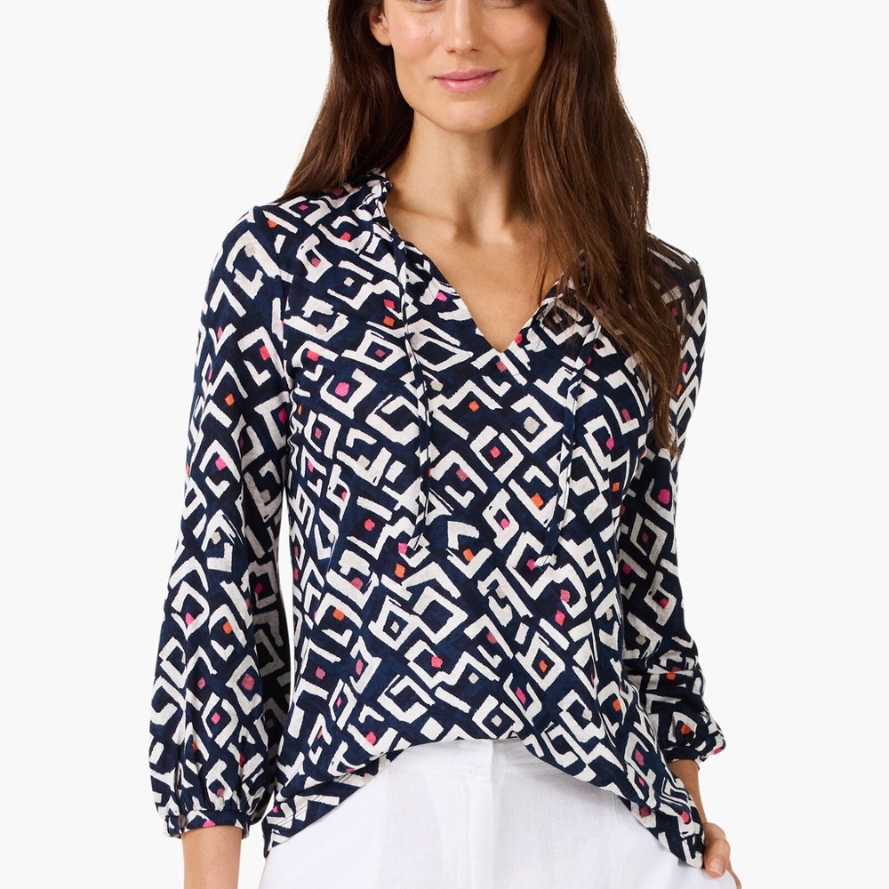 NIC+ZOE Geometric Print Blouse